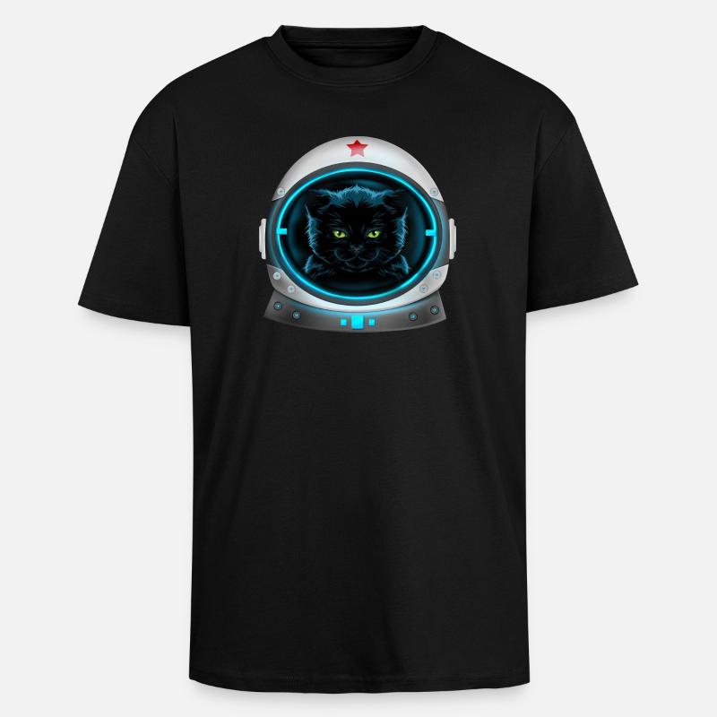 astronaute chat de l’espace en colère - T-shirt unisexe oversize épais - noir