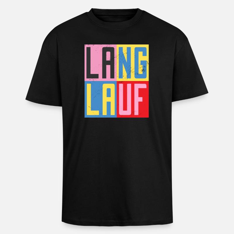 Langlauf Design - Oversized Heavyweight Unisex T-Shirt - Schwarz