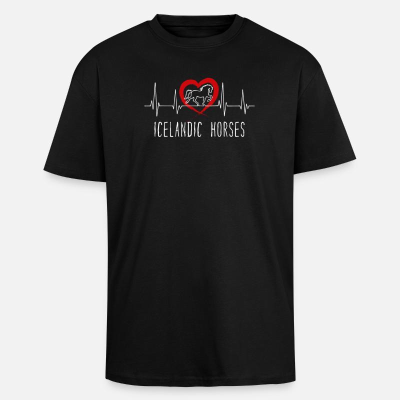 Pferde Herz Statement Islandpferde Pferdeliebe - Oversized Heavyweight Unisex T-Shirt - Schwarz