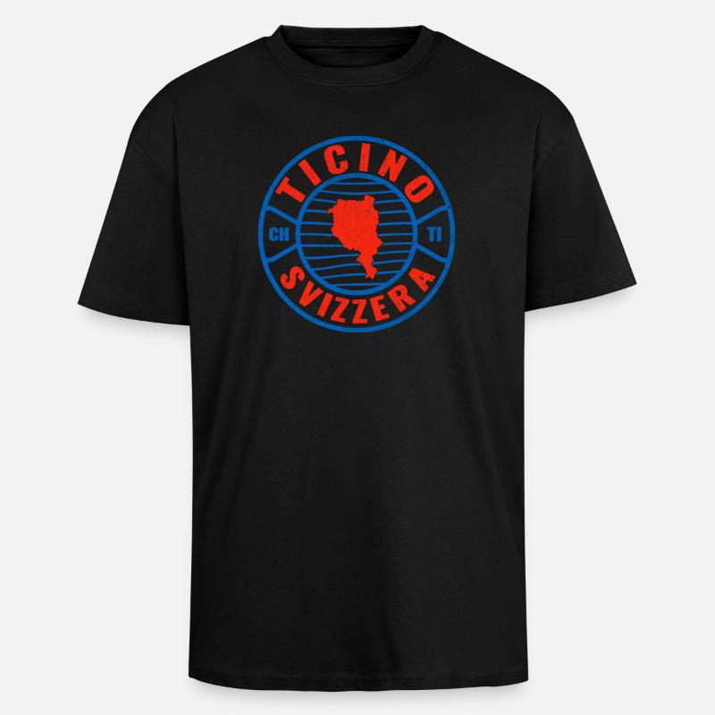 Ticino Schweiz Emblem Kreis Design - Oversized Heavyweight Unisex T-Shirt - Schwarz