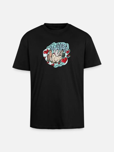 Verrückter Hühnerhaufen - Oversized Heavyweight Unisex T-Shirt - Schwarz