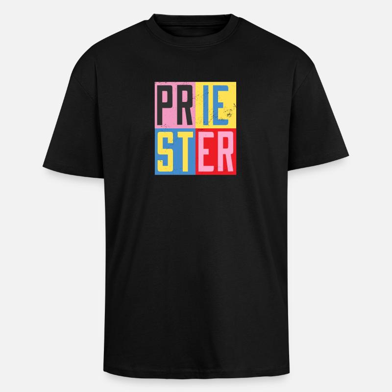 Priester Design - Oversized Heavyweight Unisex T-Shirt - Schwarz