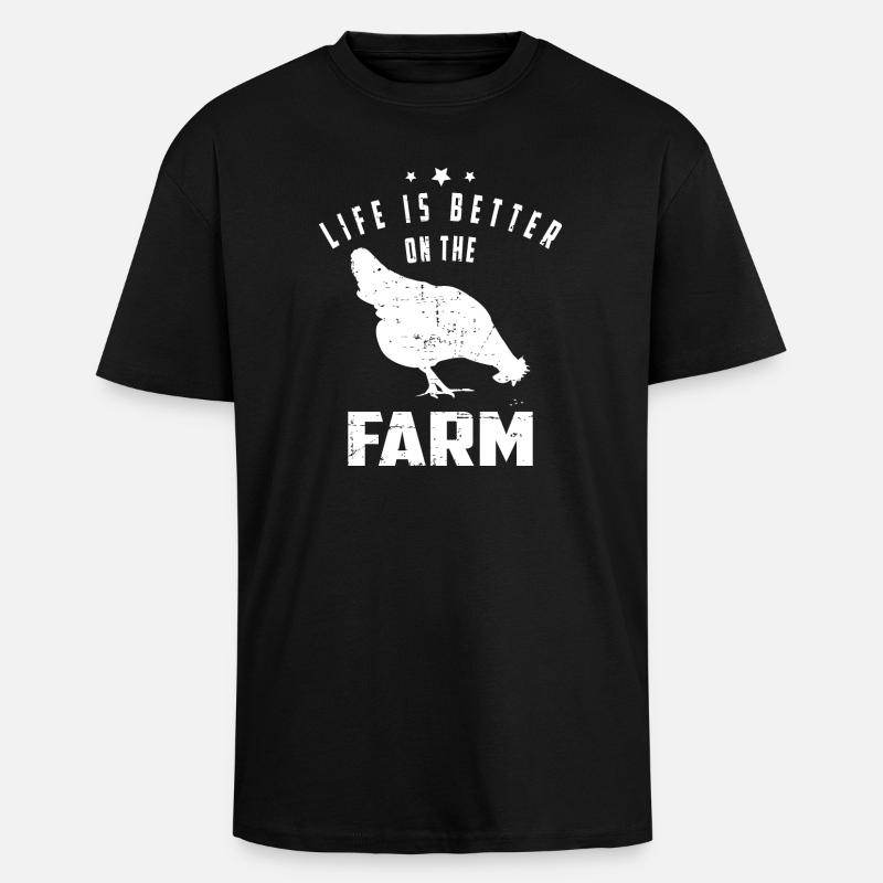 Vie à la ferme - T-shirt unisexe oversize épais - noir
