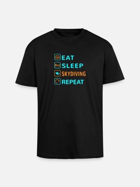 Eat. Sleep. Skydiving. Repeat Design - Unisex Oversized Heavyweight T-shirt - black