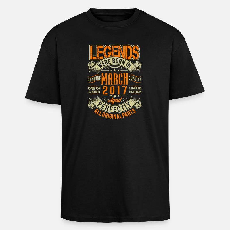 Légende d’anniversaire de mars 2017 - T-shirt unisexe oversize épais - noir