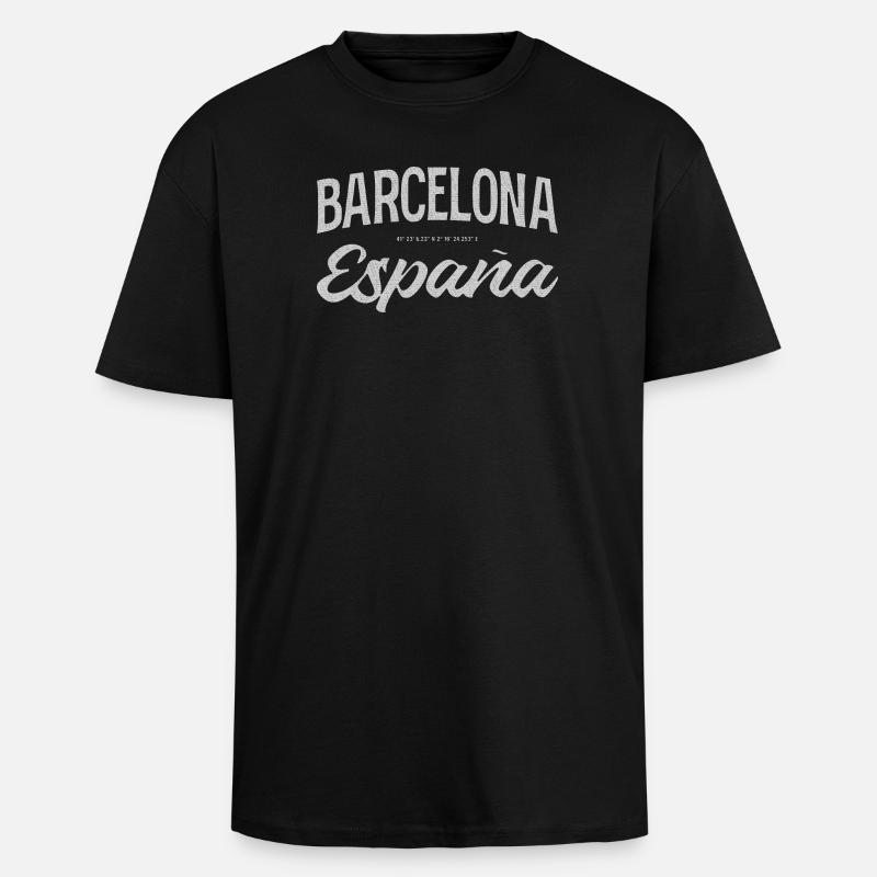 Barcelona Espana Script Design - Oversized Heavyweight Unisex T-Shirt - Schwarz