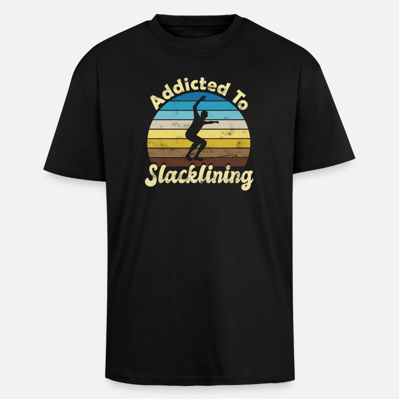 Slackline Slacken Slacklining - Unisex Oversized Heavyweight T-shirt - black