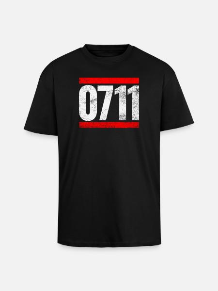 0711 Stuttgart - Oversized Heavyweight Unisex T-Shirt - Schwarz