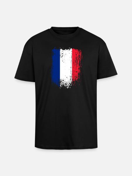 Brushstroke French Flag - Unisex Oversized Heavyweight T-shirt - black