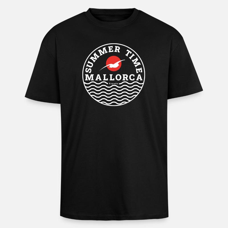 Mallorca Sommerzeit Logo - Oversized Heavyweight Unisex T-Shirt - Schwarz