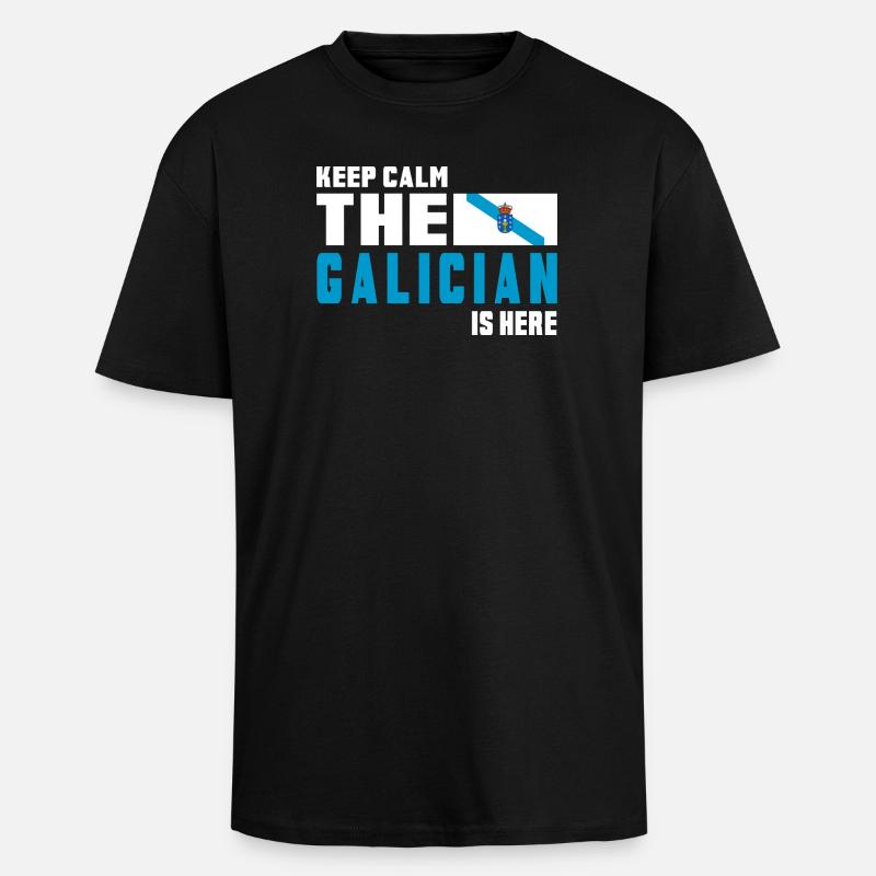 Drapeaux de Galice Keep Calm - T-shirt unisexe oversize épais - noir