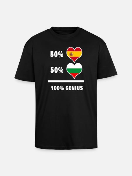 Bulgaria and Spain genius / gift - Unisex Oversized Heavyweight T-shirt - black
