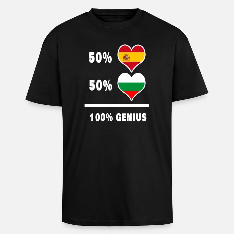 Bulgaria and Spain genius / gift - Unisex Oversized Heavyweight T-shirt - black