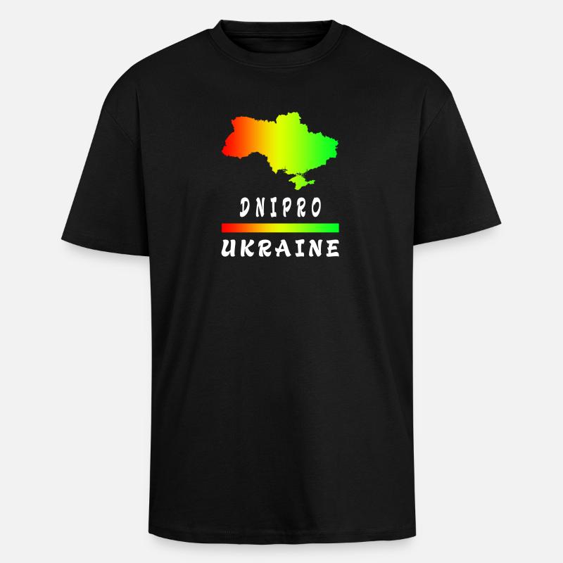 Dnipro Ukraine rainbow design - Unisex Oversized Heavyweight T-shirt - black