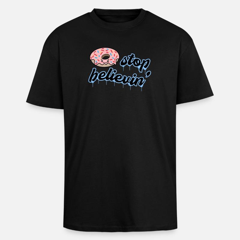 Sweets Delicious Donut Dessert Statement - Unisex Oversized Heavyweight T-shirt - black