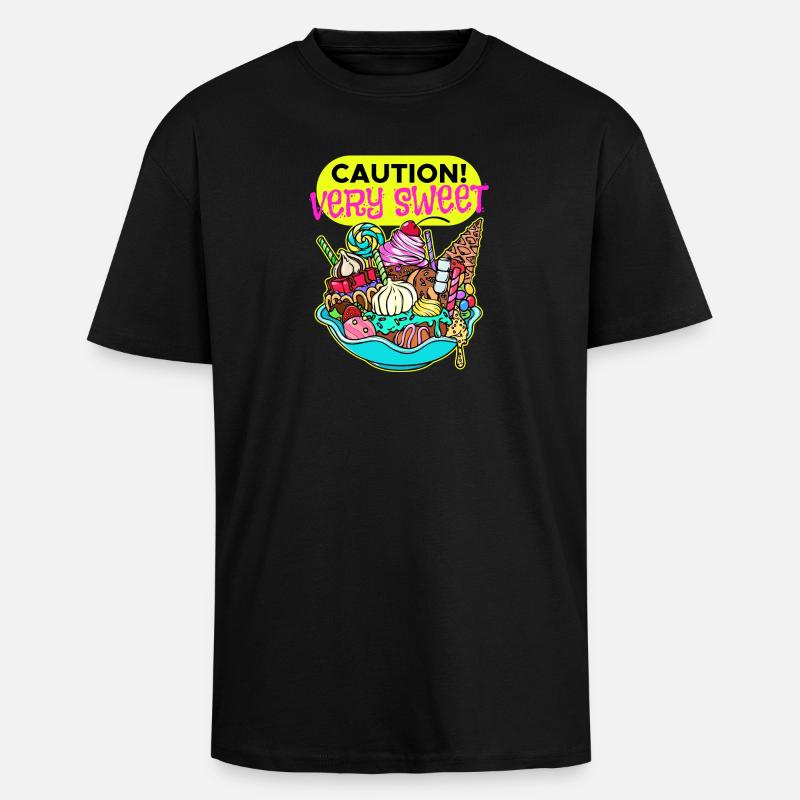 Chocolate Sweets Dessert Candy Statement - Unisex Oversized Heavyweight T-shirt - black