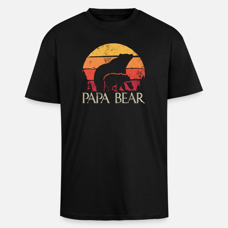 Papa Bear Sunset Logo - Oversized Heavyweight Unisex T-Shirt - Schwarz