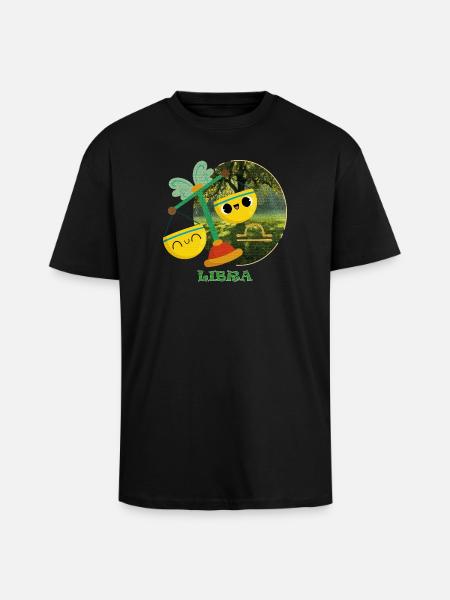 Kawaii Libra - Oversized Heavyweight Unisex T-Shirt - Schwarz