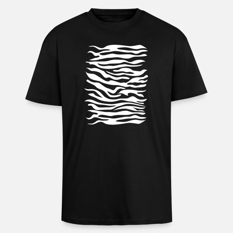 Zebra pattern white - Unisex Oversized Heavyweight T-shirt - black