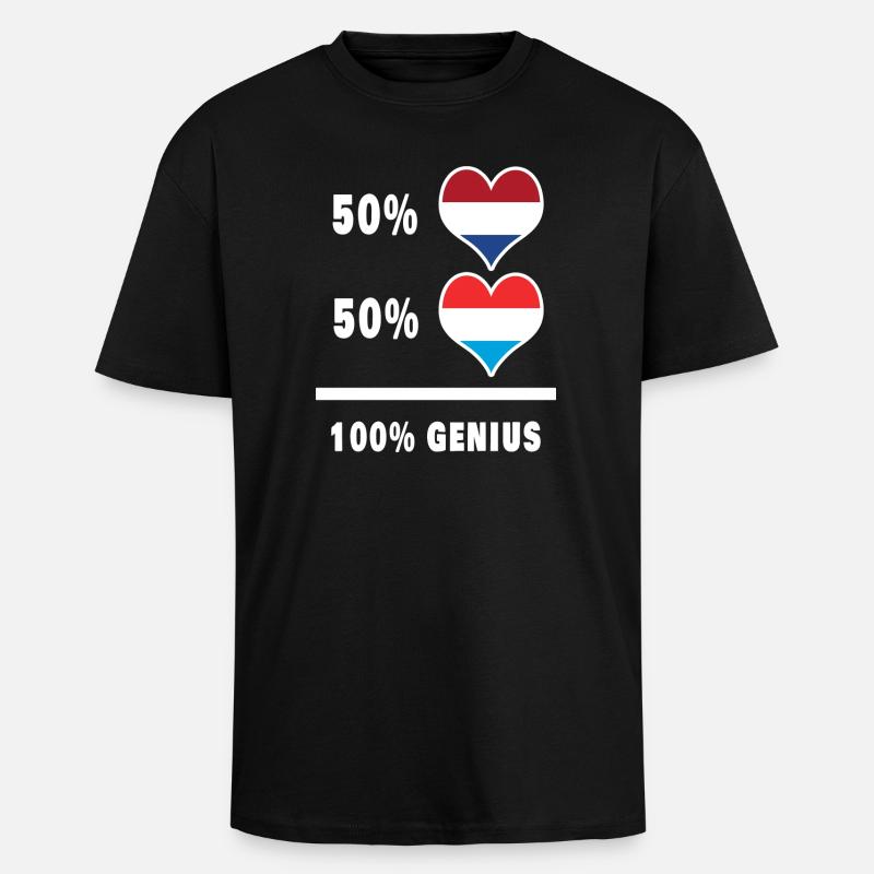 Luxembourg et Pays-Bas - Genial//Geschenk - T-shirt unisexe oversize épais - noir