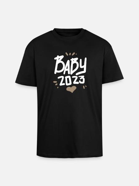 Baby 2023 Heart - Unisex Oversized Heavyweight T-shirt - black