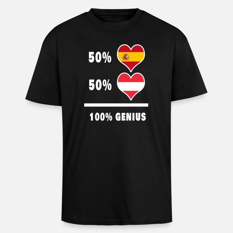 Austria and Spain Genius / gift - Unisex Oversized Heavyweight T-shirt - black