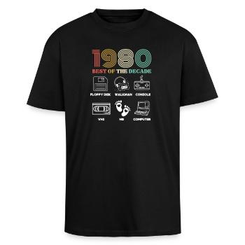 Best of the Decade 1980 - Humour Anniversaire - T-shirt unisexe oversize épais - noir - Devant - Alina (178cm) & Michal (187cm)