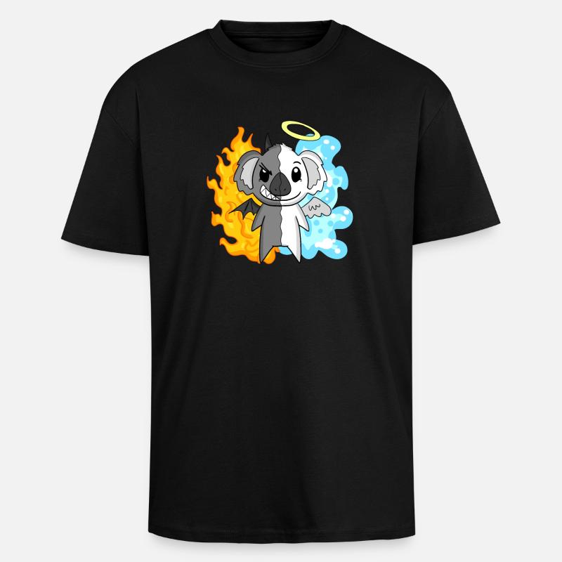 Koala - Angels and Devils - Unisex Oversized Heavyweight T-shirt - black