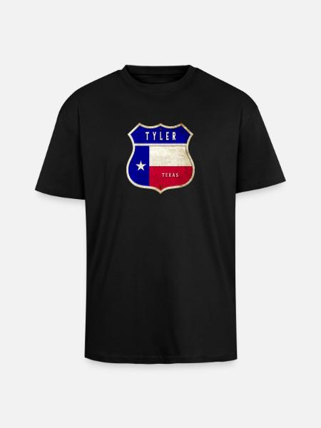 Tyler Texas crest flags design - Unisex Oversized Heavyweight T-shirt - black