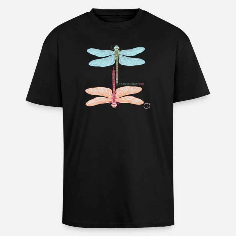 Libellules et transformation par CD - T-shirt unisexe oversize épais - noir