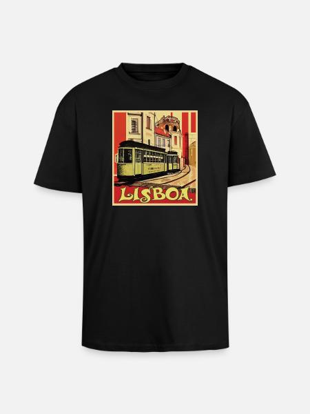 Lisboa Tram - Unisex Oversized Heavyweight T-shirt - black