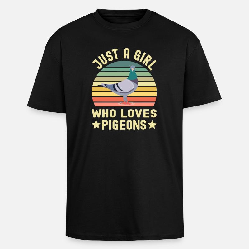Taube Tauben - Oversized Heavyweight Unisex T-Shirt - Schwarz