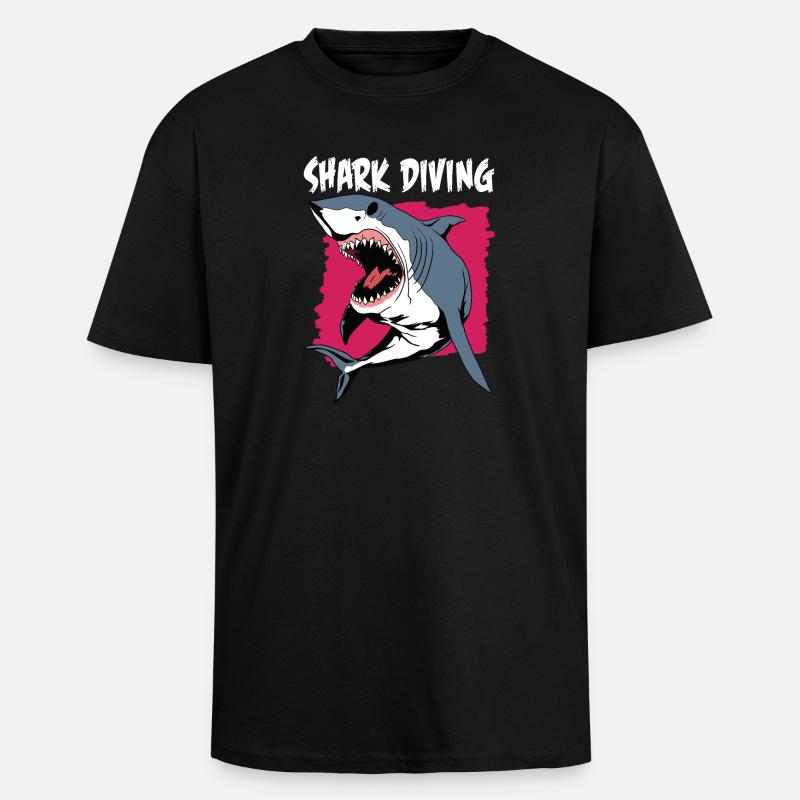 Shark Diving | Shark Diving - Unisex Oversized Heavyweight T-shirt - black
