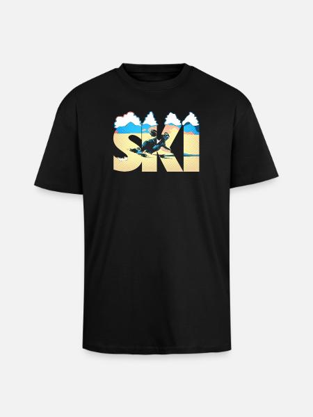 Ski Pop Art Côte - T-shirt unisexe oversize épais - noir