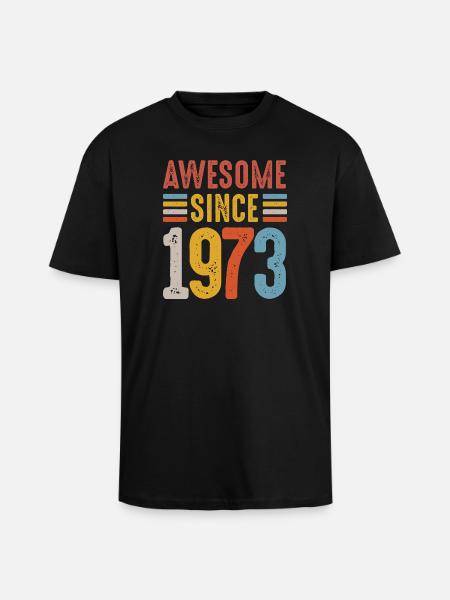 Awesome Since 1973 Retro Badge - Unisex Oversized Heavyweight T-shirt - black