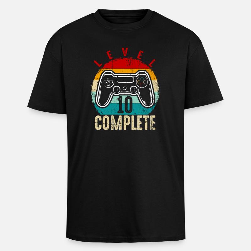 Manette complète Rétro Niveau 10 - T-shirt unisexe oversize épais - noir