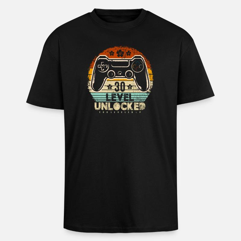 Manette rétro Thirty Unlocked - T-shirt unisexe oversize épais - noir