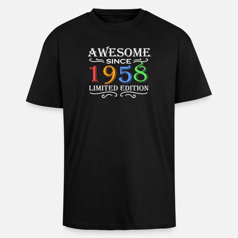 1958 - Born 1958 - Unisex Oversized Heavyweight T-shirt - black