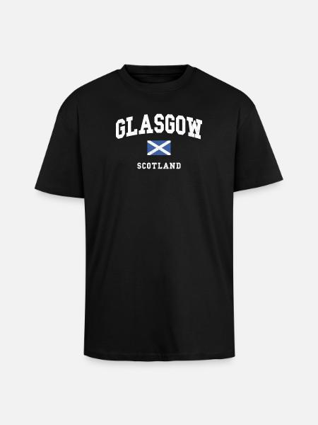 Glasgow Scotland Flag Graphic - Unisex Oversized Heavyweight T-shirt - black