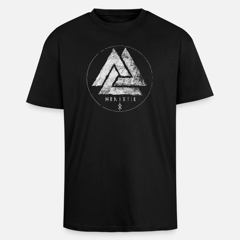 Valknut Symbol - Oversized Heavyweight Unisex T-Shirt - Schwarz