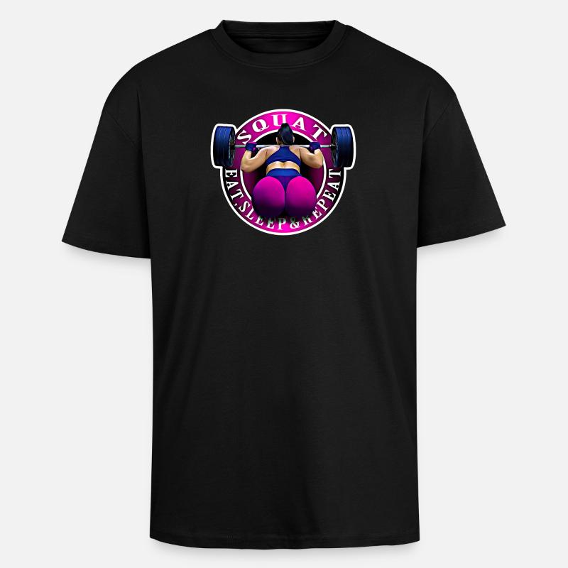 Squat, Eat, Sleep & Repeat. - T-shirt unisexe oversize épais - noir
