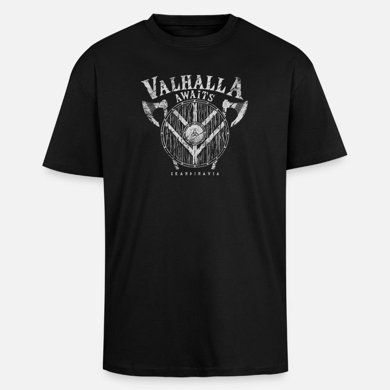 Valhalla vous attend - T-shirt unisexe oversize épais - noir