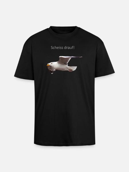 Möwe im Flug Spruch - Oversized Heavyweight Unisex T-Shirt - Schwarz