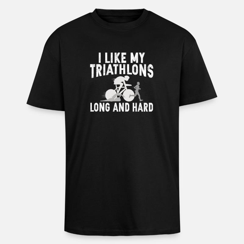 J’aime My Triathlons Long Triathlete - T-shirt unisexe oversize épais - noir