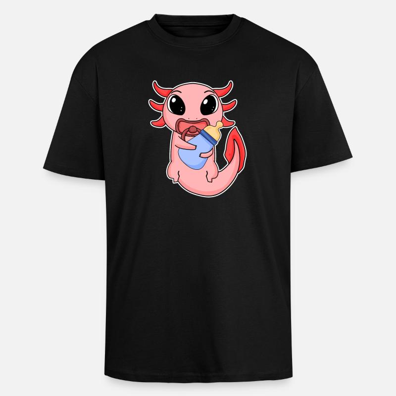 Bébé Axolotl - T-shirt unisexe oversize épais - noir