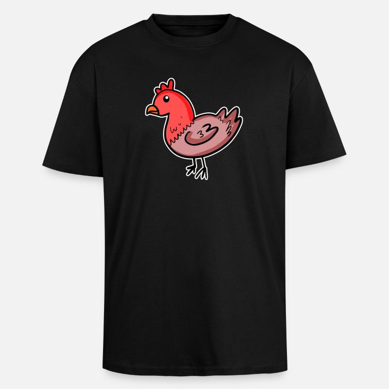 Bande dessinée de poulet - T-shirt unisexe oversize épais - noir