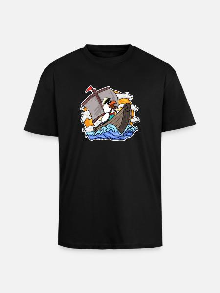 Seagull in the boat - Unisex Oversized Heavyweight T-shirt - black
