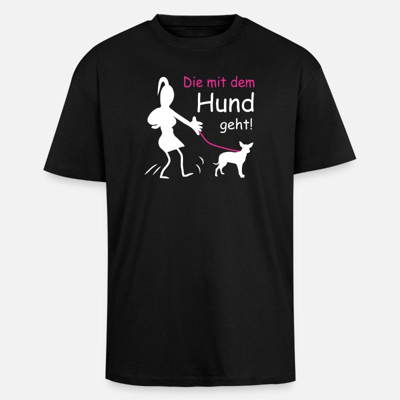 Die mit dem Hund geht - Oversized Heavyweight Unisex T-Shirt - Schwarz