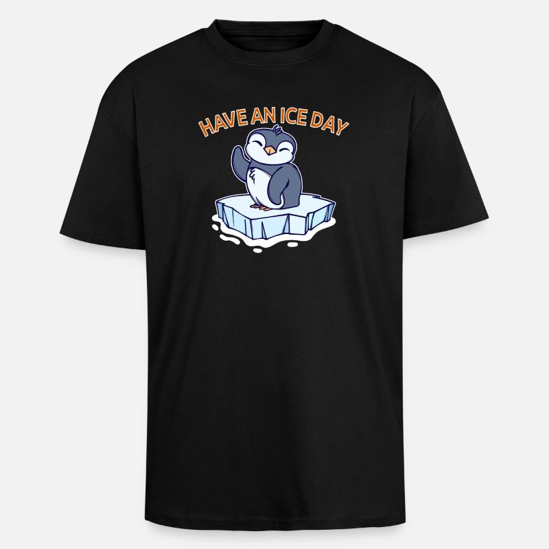 Antarktis Eis Kalt Pinguin Statement Seevogel - Oversized Heavyweight Unisex T-Shirt - Schwarz