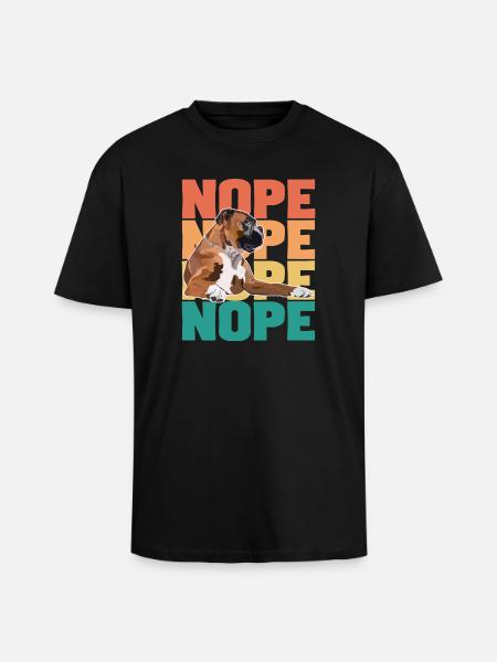 Boxer Dog Nope - Unisex Oversized Heavyweight T-shirt - black